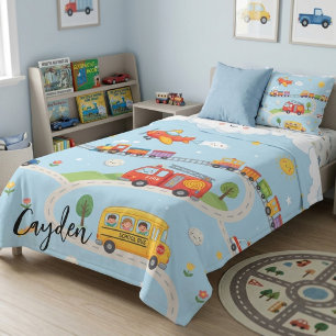 Vehicles themed Zoom & Roll Fleece Blanket