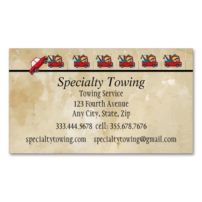 VehicleTowing Roadside Assistance Recovery Busines Magnetic Business Card (Front)