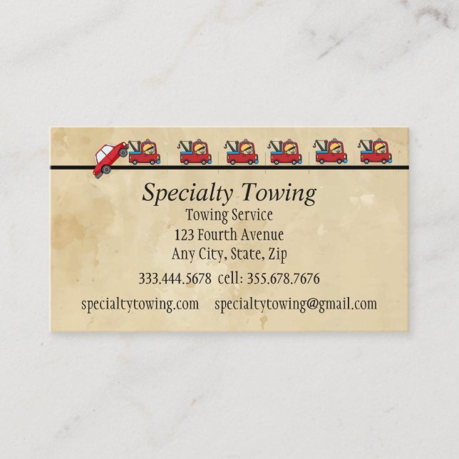 VehicleTowing Roadside Assistance Recovery Business Card (Front)