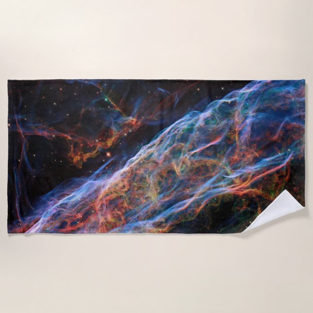 Veil Nebula Supernova Remnants Hubble Telescope Beach Towel (Front)