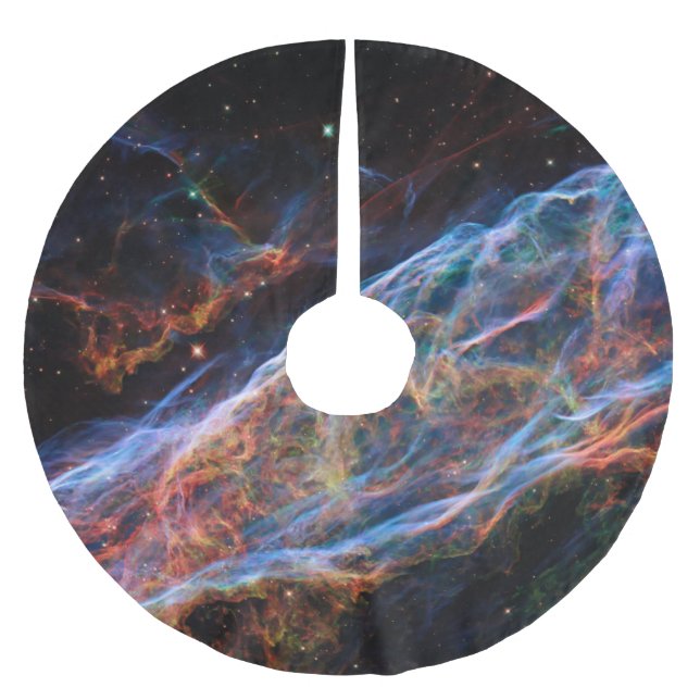 Veil Nebula Supernova Remnants Hubble Telescope Brushed Polyester Tree Skirt (Front)