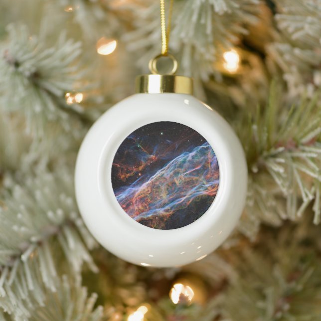 Veil Nebula Supernova Remnants Hubble Telescope Ceramic Ball Christmas Ornament (Tree)
