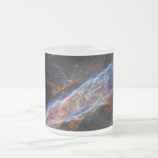 Veil Nebula Supernova Remnants Hubble Telescope Frosted Glass Coffee Mug (Center)
