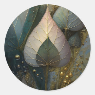 Veil of Leaves botanical Design Classic Round Sticker