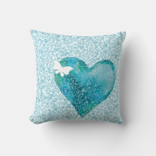 Veiled Blue Heart Cushion