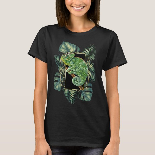 Veiled Chameleon Tropical Retro Vintage T-Shirt (Front)