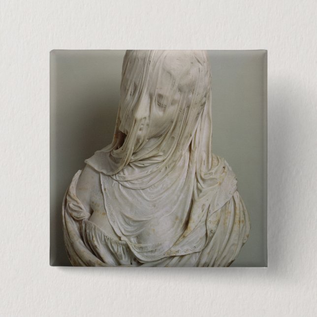 Veiled Girl (marble) 15 Cm Square Badge (Front)