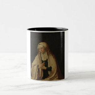 Veiled Virgin Mary (by Lucas van Leyden) Two-Tone Coffee Mug