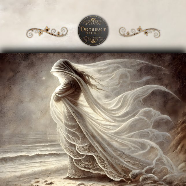 Veiled Woman by the Sea Decoupage Tissue Paper (Veiled Woman by the Sea Decoupage Tissue Paper)