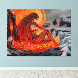 “Veins of the Volcano” – Volcanic Woman Portrait Canvas Print