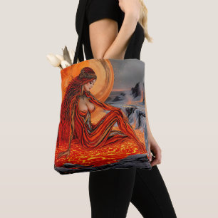 “Veins of the Volcano” – Volcanic Woman Portrait Tote Bag