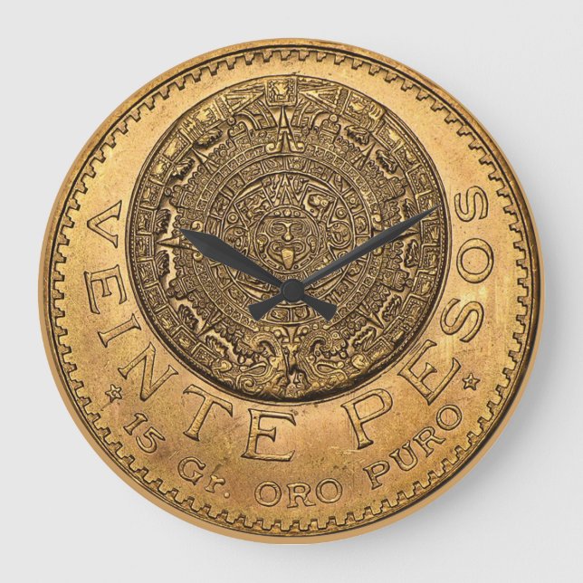 Veinte Pesos Oro Puro Large Clock (Front)