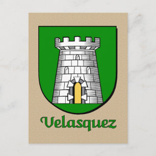 Velasquez Family Heraldic Shield Postcard