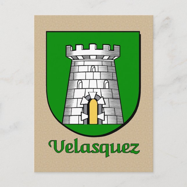 Velasquez Family Heraldic Shield Postcard (Front)