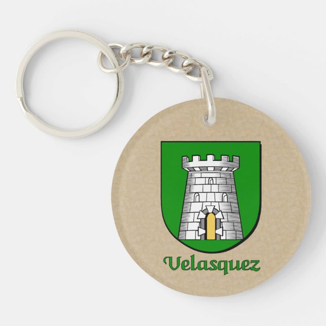 Velasquez Historical Shield and Spanish Flag Key Ring (Front)