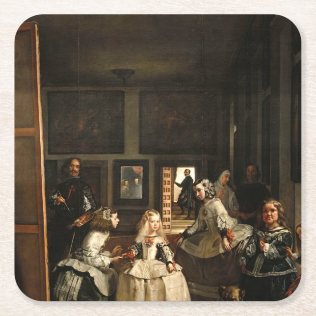 VELAZQUEZ - Las Meninas 1656 Square Paper Coaster (Front)