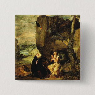 Velazquez: St. Anthony Abbot & St. Paul the Hermit 15 Cm Square Badge