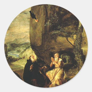 Velazquez: St. Anthony Abbot & St. Paul the Hermit Classic Round Sticker