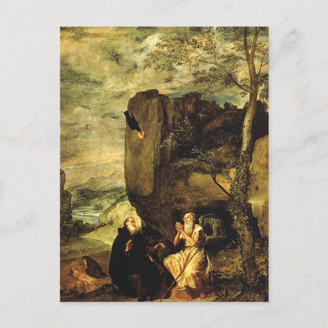Velazquez: St. Anthony Abbot & St. Paul the Hermit Postcard (Front)