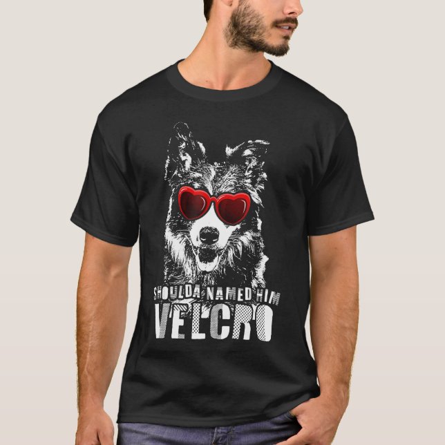 Velcro Border Collie Dog T-Shirt (Front)