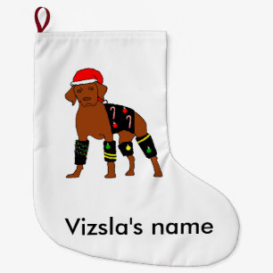 Velcro Christmas Vizsla Large Christmas Stocking