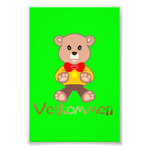 Velkommen Bear Apple Green Welcome Photo Print