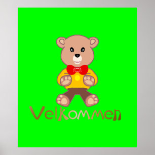 Velkommen Bear Apple Green Welcome   Poster
