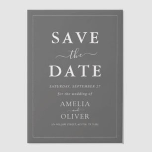 Vellum Black Minimalist Chic Wedding Save The Date Invitations