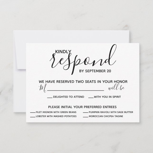 Vellum Black Rustic Script Photo Wedding RSVP (Front)