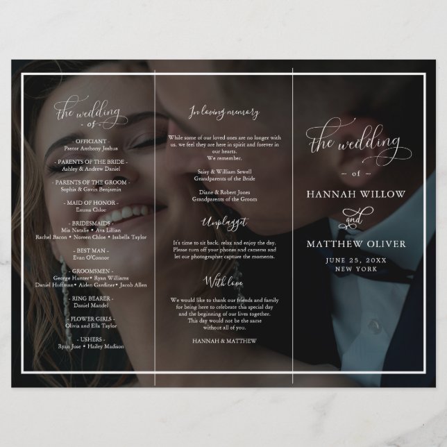 Vellum Black & White Photo Wedding Ceremony (Front)