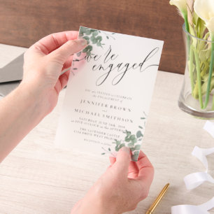 Vellum Budget Boho Eucalyptus Signature Engaged Vellum Invitations