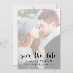 Vellum Effect Vertical Photo Save the Date Card