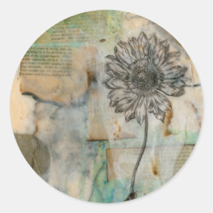 Vellum Floral I Classic Round Sticker
