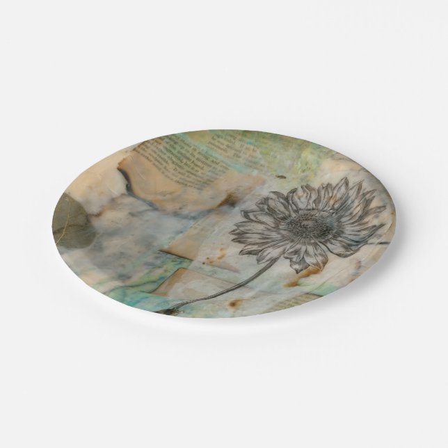 Vellum Floral I Paper Plate (Angled)
