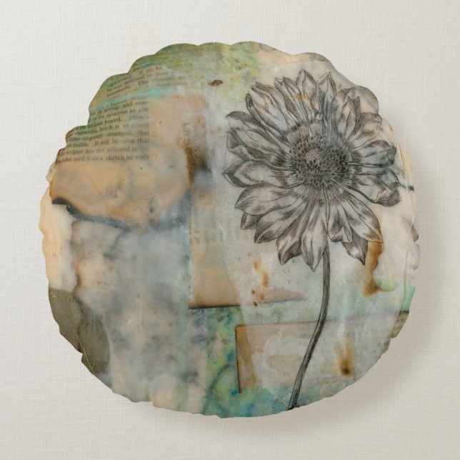 Vellum Floral I Round Cushion (Front)