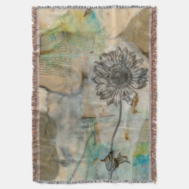 Vellum Floral I Throw Blanket (Front Vertical)