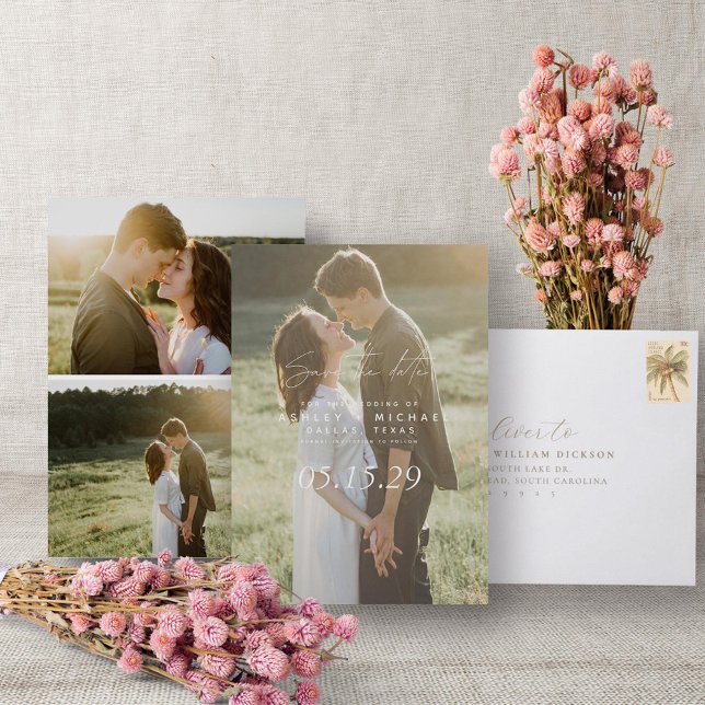 Vellum Look Hand Lettered Typography 3 Photo Save The Date (Save the Date!)