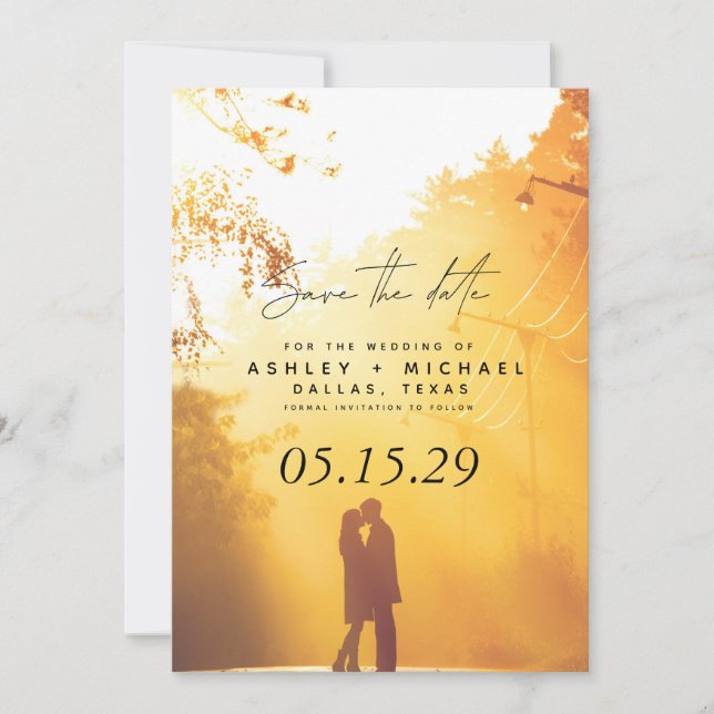 Vellum Look Hand Lettered Typography Photo Save The Date (Front)