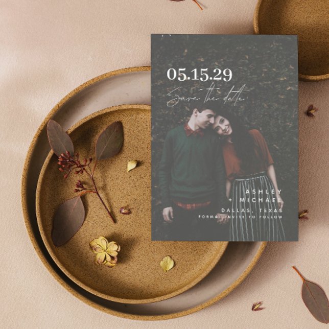Vellum Look Hand Lettered Typography Photo Save The Date (Set the Date! Modern Wedding Save-the-Date 💌💍 [Personalize & Send])