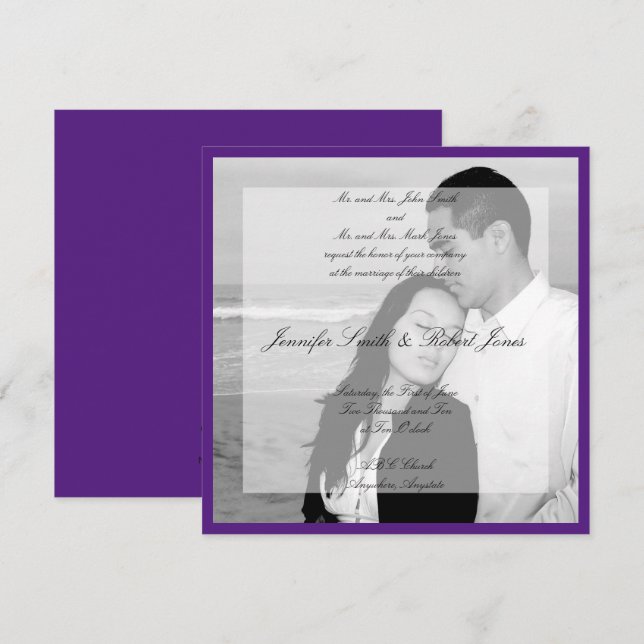 Vellum Look Photo Square Wedding Invitation (Front/Back)