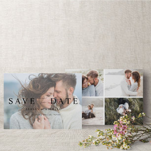 Vellum Overlay Elegant Modern 5 Photo Engagement  Save The Date