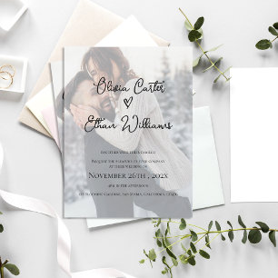 Vellum Overlay Photo Wedding Invitation Postcard