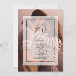 Vellum white Transparent Initials Wedding Photo Invitation