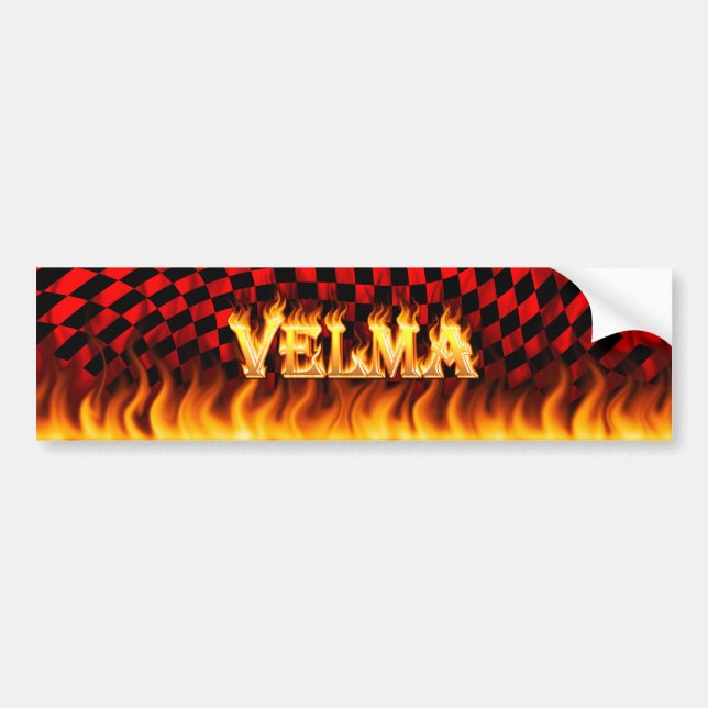 Velma real fire and flames bumper sticker design. (Front)