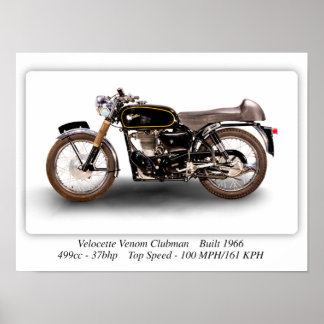 Velocette Venom Clubman 1966 Motorcycle - A3 Poster