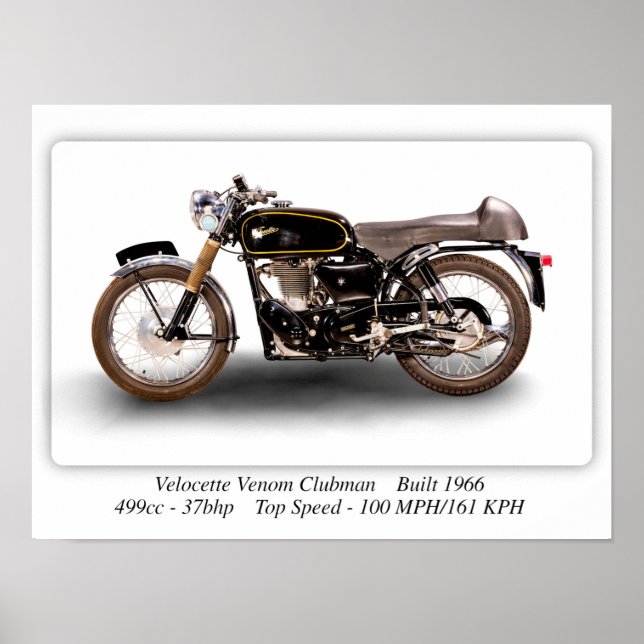 Velocette Venom Clubman 1966 Motorcycle - A3 Poster (Front)