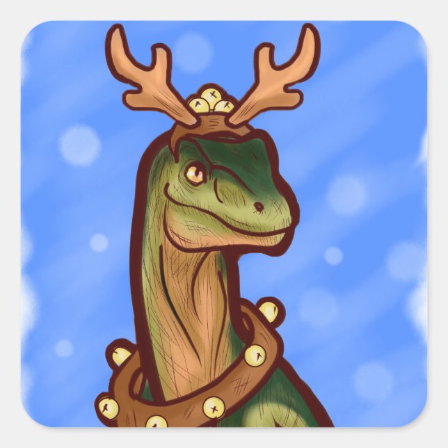 Veloci-reindeer Square Sticker (Front)