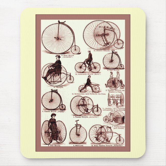 Velocipedes ~ Vintage Advertising Poster Mouse Mat (Front)