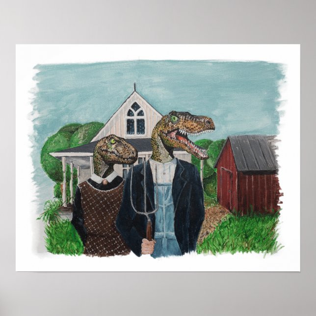 Velociraptor American Gothic Poster (Front)