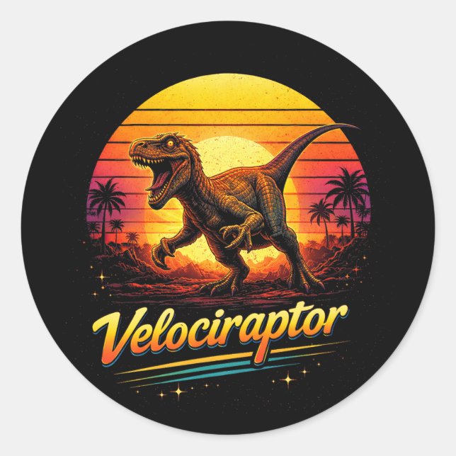 Velociraptor Classic Round Sticker (Front)